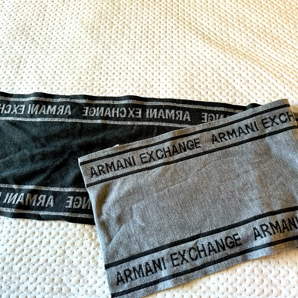 Armani Exchange unisex grey wool logo scarf